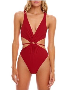 Agua Bendita Danielle Bouk One-Piece Red Large